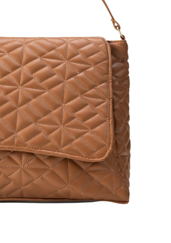 Luxily Tan Shoulder Handbag